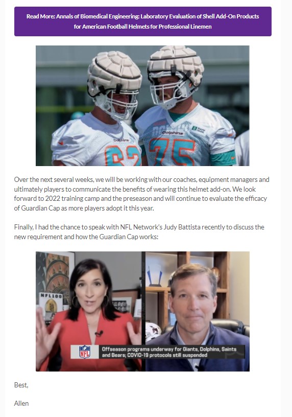 NFL_dr sills newsletter on mandate of guardian caps_pg2